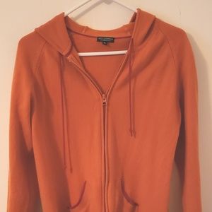 100% cashmere orange hooded sweater